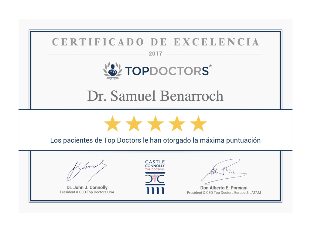Certificado de Excelencia entre los Top Doctors 2017